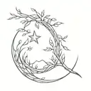 crescent moon made of willow branch  tattoo design idea