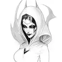  design that portrays Liliana Vess from Magic: The Gathering as a sinister and malevolent character. Emphasize her dark  tattoo design idea