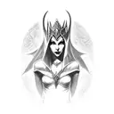  design that portrays Liliana Vess from Magic: The Gathering as a sinister and malevolent character. Emphasize her dark  tattoo design idea