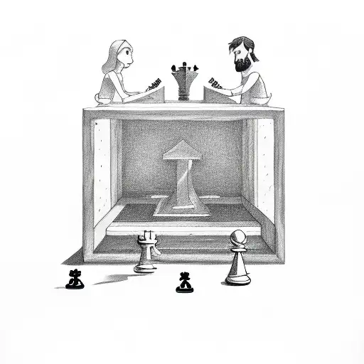 God and the devil play chess  tattoo design idea
