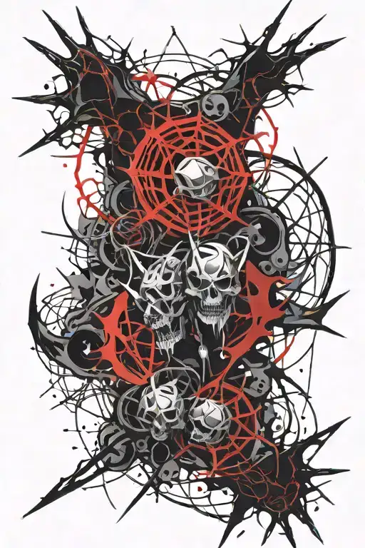 thorns, sharp, spikes, webs, full sleeve, arm tattoo tattoo design idea