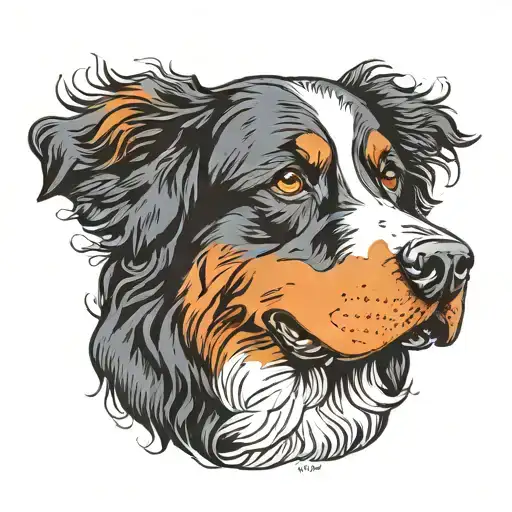 bernese mountain dog, different colored eyes tattoo design idea