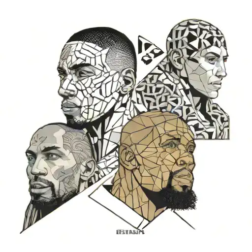 faces of Eminem (more modern day Eminem) Kobe Bryant,Sergio Ramos, Cristiano Ronaldo in greek theme tattoo design idea