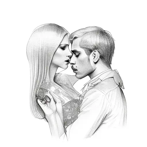 Glass of cocktail and kiss lips tattoo design idea