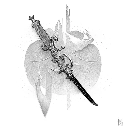 2 foot sword, like jake paul tattoo design idea