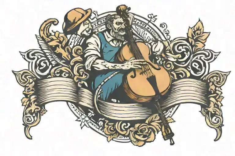 Carpenter and music notes floating tattoo design idea