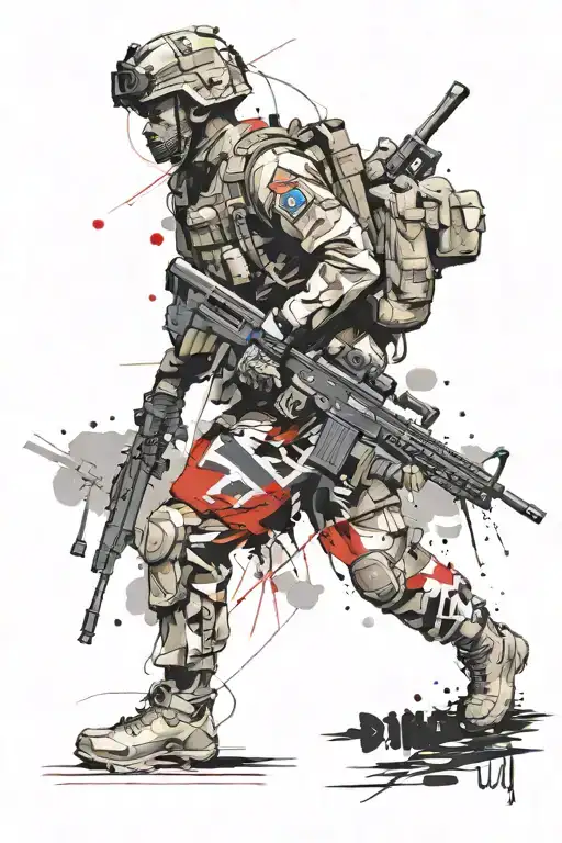 I want a sleeve on my arm, it should be a picture with Danish soldiers in Afghanistan with a danish flag and minedetecto tattoo design idea