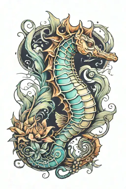 seahorse tattoo design idea