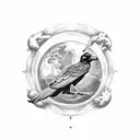 a crow flyer over a flat earth tattoo design idea