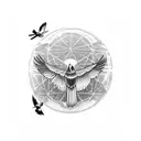 a crow flyer over a flat earth tattoo design idea