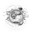 a crow flyer over a flat earth tattoo design idea