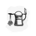 A whimsical kitchen utensil collage incorporating a lawnmower blade tattoo design idea