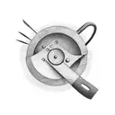 A whimsical kitchen utensil collage incorporating a lawnmower blade tattoo design idea