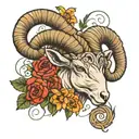 aries symbol sign with flowers which represent aries zodiac sign  tattoo design idea