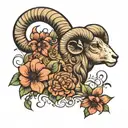 aries symbol sign with flowers which represent aries zodiac sign  tattoo design idea