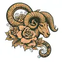 aries symbol sign with flowers which represent aries zodiac sign  tattoo design idea
