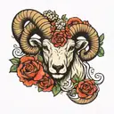 aries symbol sign with flowers which represent aries zodiac sign  tattoo design idea