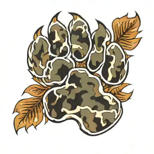camo paw print inside tattoo design idea