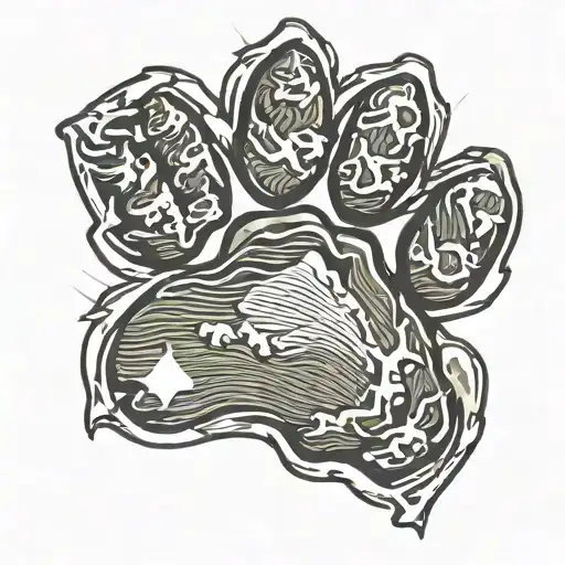 camo pattern paw print tattoo design idea