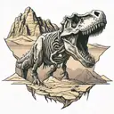 t-rex skull in the desert landscape tattoo design idea