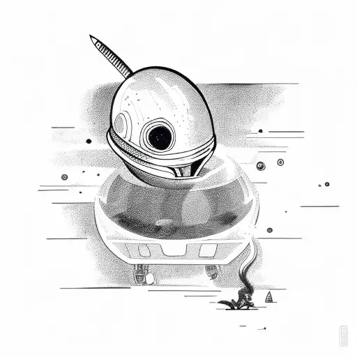 alien smoking in a rocketship tattoo design idea