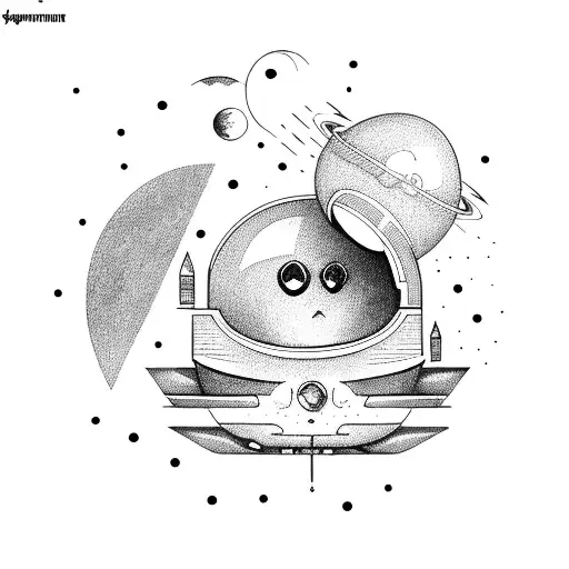 alien smoking in a rocketship tattoo design idea