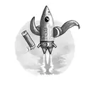 alien smoking in a rocketship tattoo design idea