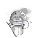 alien smoking in a rocketship tattoo design idea