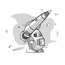 alien smoking joint in a rocketship tattoo design idea