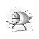 alien smoking joint in a rocketship tattoo design idea