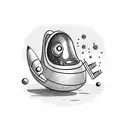 alien smoking joint in a rocketship tattoo design idea
