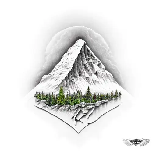 arrowhead with landscape inside tattoo design idea