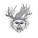 bigfoot hunting deer with a rifle  tattoo design idea