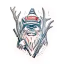 bigfoot hunting deer with a rifle  tattoo design idea