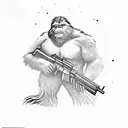 bigfoot hunting with a rifle  tattoo design idea