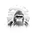 bigfoot hunting with a rifle  tattoo design idea