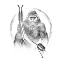 bigfoot hunting with a bow and arrow tattoo design idea