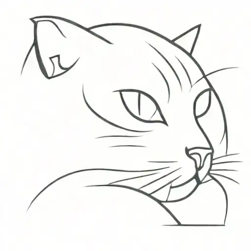 outline of cat poking head up  tattoo design idea