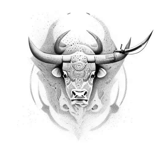 bull tools fish guns tattoo design idea