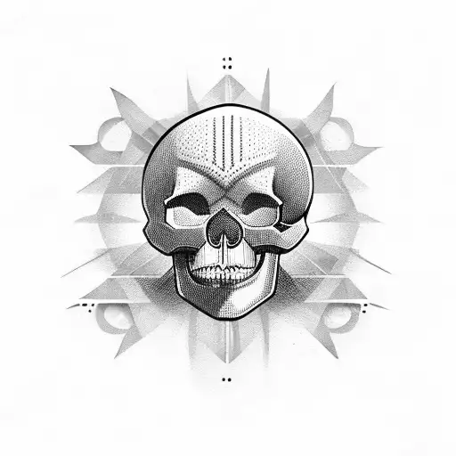 symmetrical skull tattoo design idea