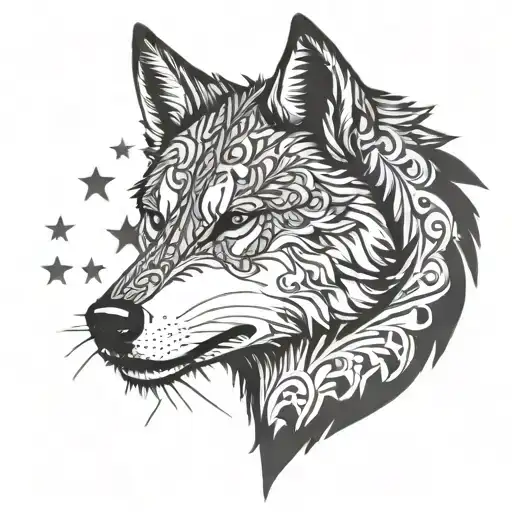 wolf turkish flag  tattoo design idea