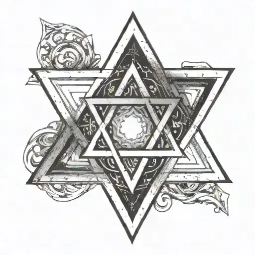 a covered up star of david tattoo design idea