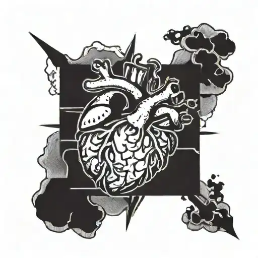 strength brain vs heart tattoo design idea
