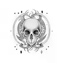 half girl half skull with nordic runes tattoo design idea