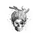 half girl half skull with nordic runes tattoo design idea
