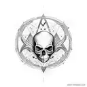 half girl half skull with nordic runes tattoo design idea