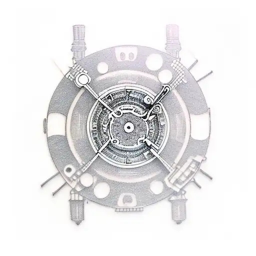 A DJ turntable with intricate clockwork gears inside, blending the worlds of music and mechanical engineering. tattoo design idea