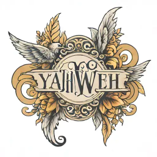 yahweh in dainty font tattoo design idea