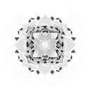 Create a geometric mandala design inspired by Japanese architecture with subtle koi fish elements tattoo design idea