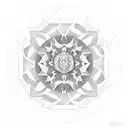 Create a geometric mandala design inspired by Japanese architecture with subtle koi fish elements tattoo design idea